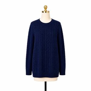 SAOL Ireland Women's XXL 100% Merino Wool Aran Cable Knit Navy Tunic Sweater